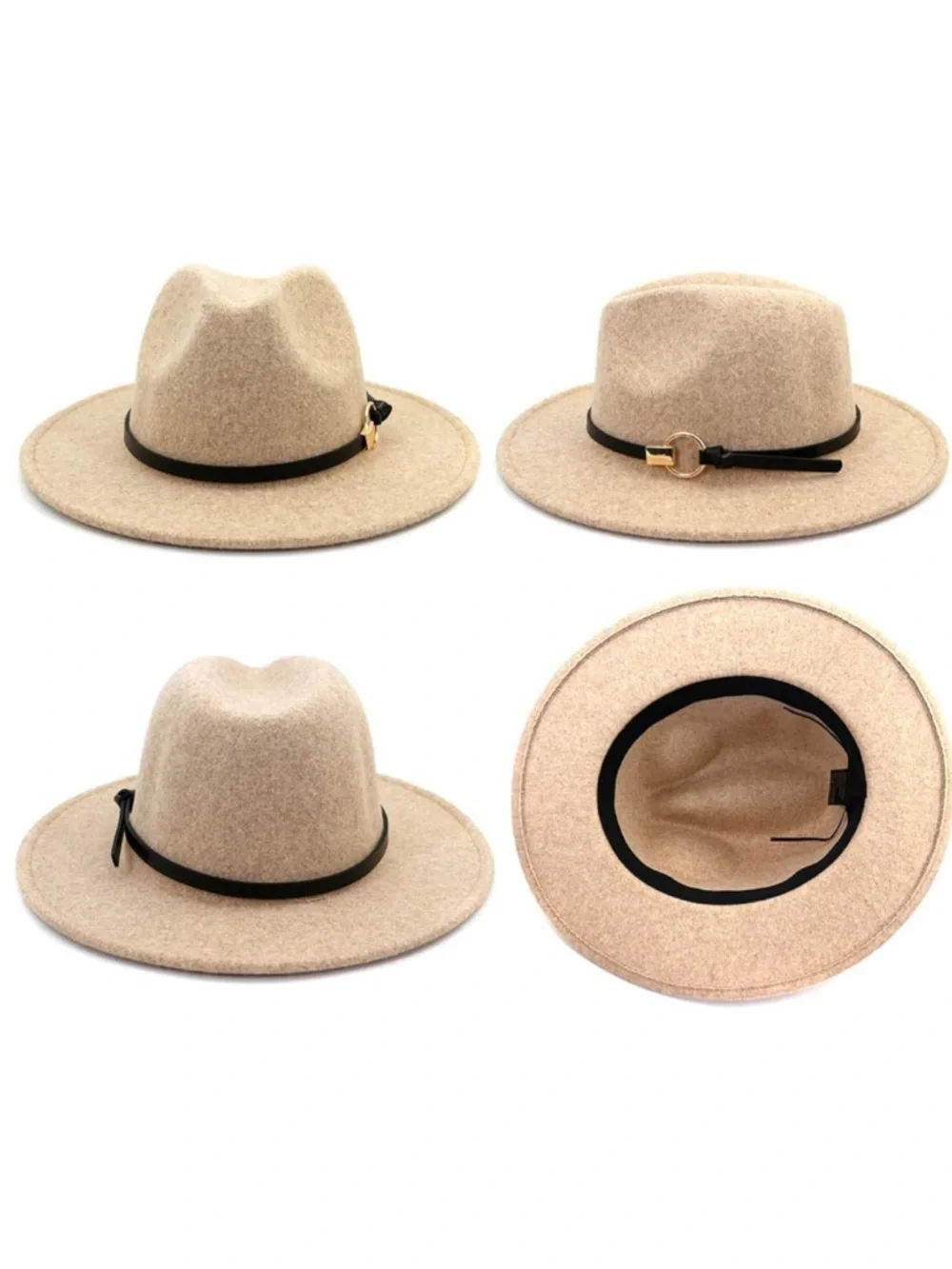 Lisianthus Women Wool Wide Brim Belt Buckle Fedora Hat
